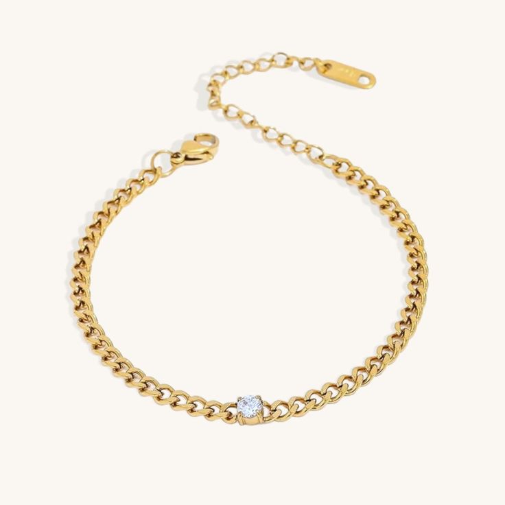 Gold gemstone bracelets - These minimalist bracelets are adorable and perfect for stacking! Both adjustable and non-tarnishing these stainless steel bracelets are the perfect everyday staple. Details: - Stainless Steel and 18k Gold- cz stone- Length: 16cm + 5cm adjustable extender- Width: 3.6mm- Hypoallergenic- Non-tarnishing- Style: Minimalist Dainty Stainless Steel Bracelet With Adjustable Chain, Adjustable Minimalist Stainless Steel Charm Bracelet, Minimalist Adjustable Stainless Steel Charm Bracelet, Trendy Everyday Round Chain Bracelet, Minimalist Gold Plated Diamond Bracelet With Adjustable Chain, Tarnish Resistant Cubic Zirconia Chain Bracelet For Everyday, Everyday Tarnish Resistant Cubic Zirconia Chain Bracelet, Dainty Stainless Steel Jubilee Chain Bracelet, Adjustable Tarnish-resistant Tennis Bracelet