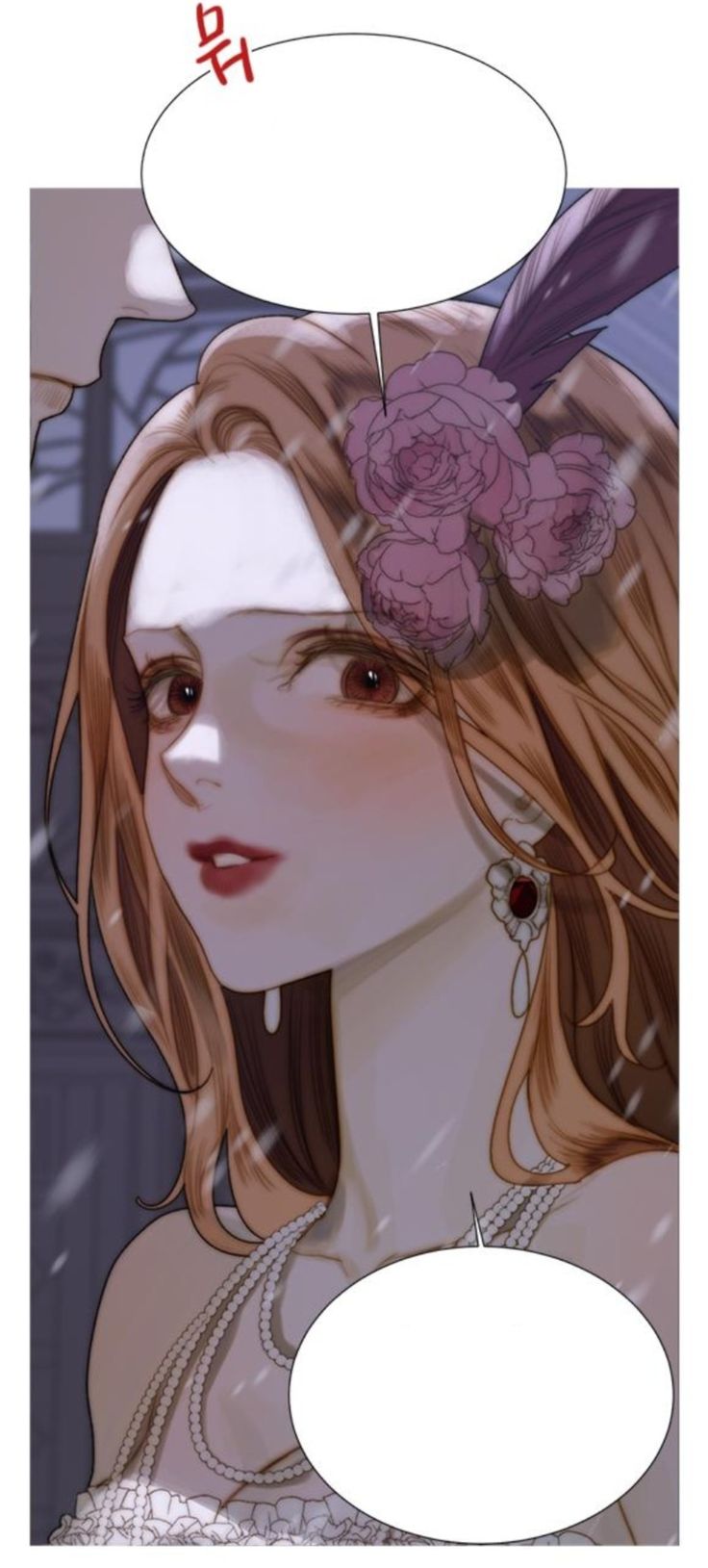 a woman with long hair and a flower in her hair