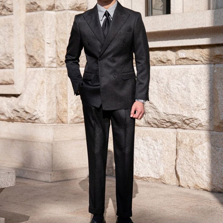 Step out in confidence with this Antonios Double Breast Suit, featuring a subtle yet sophisticated solid pattern design that flatters every physique. The versatile color options, such as black and brown and premium fabric ensure lasting comfort, making it an ideal choice for business meetings or special events. Material: Polyester Colors: Black, Brown Gender: MEN Benefits: Breathable & Comfortable Recommended size based on weight: Size 44 (50kg -60kg)Size 46 (60kg - 70kg) ⁣⁣⁣Size 48 (70kg - 75kg Professional Double-breasted Business Suit, Tailored Professional Pantsuit For Semi-formal Occasions, Black Double Breasted Suit With Double Button For Work, Elegant Business Suits With Double Button Closure, Professional Solid Color Suits For Office Wear, Classic Black Pantsuit For Semi-formal Occasions, Professional Solid Color Office Suits, Black Double Breasted Suit For Fall Business Casual, Black Double-breasted Suit For Work