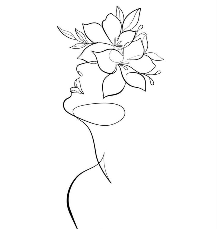 a black and white line drawing of a flower in a vase with leaves on it