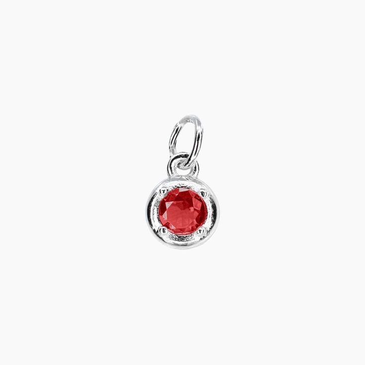 This Birthstone Charm is inspired by the concept of birthstones, precious stones that correspond to different birth months. This sterling silver design features a single, brilliantly cut cubic zirconia in a sparkling diamond-faceted style. A great gift for a friend or loved one, this pendant is a chic choice for every day, you can order other birthstones for even more customization. Also available in Gold *Birthstone Charm only - chain not included. PRODUCT DETAILS Pendant Diameter: 1/4" Stone: Everyday Silver Birthstone Charms, Valentine's Day Birthstone Pendant Charm Necklace, Silver Birthstone Charms For Gifts, Sterling Silver Birthstone Pendant Charms, Silver Birthstone Charms For Birthday, Silver Design, Gift For A Friend, Sparkling Diamond, Birth Month