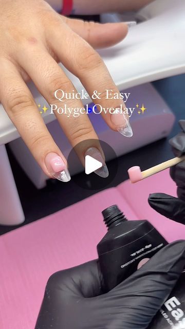 Acrylic Overlay Nails Ideas, Polygel Nails Tips, Una Gella Nail Tips, Grad Picture Nails, How To Apply Fake Nails With Glue, How To Use Nail Forms, Polygel Overlay Nails, How To Prep Nails, Gel X Application