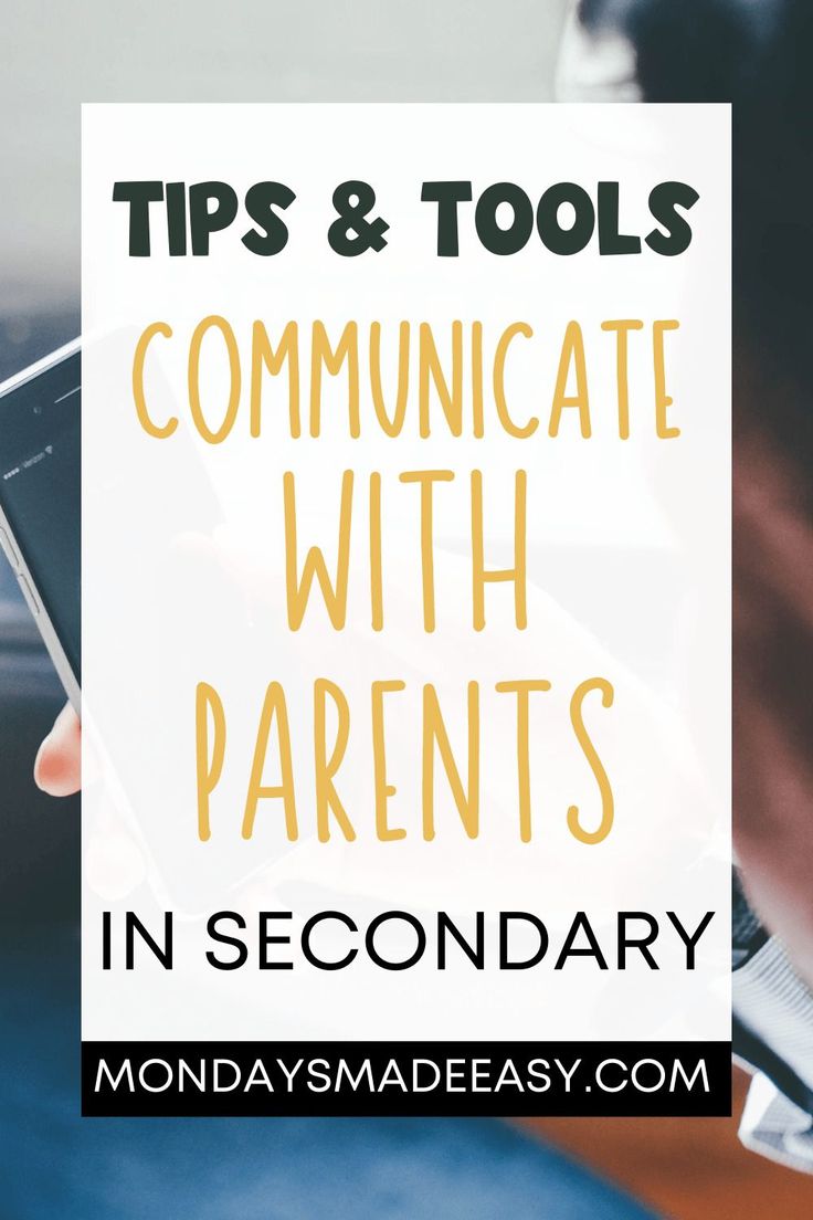 a person holding a cell phone with the text tips and tools communicate with parents in secondary