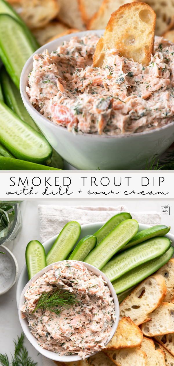 two pictures showing different types of dips with bread and cucumbers on the side