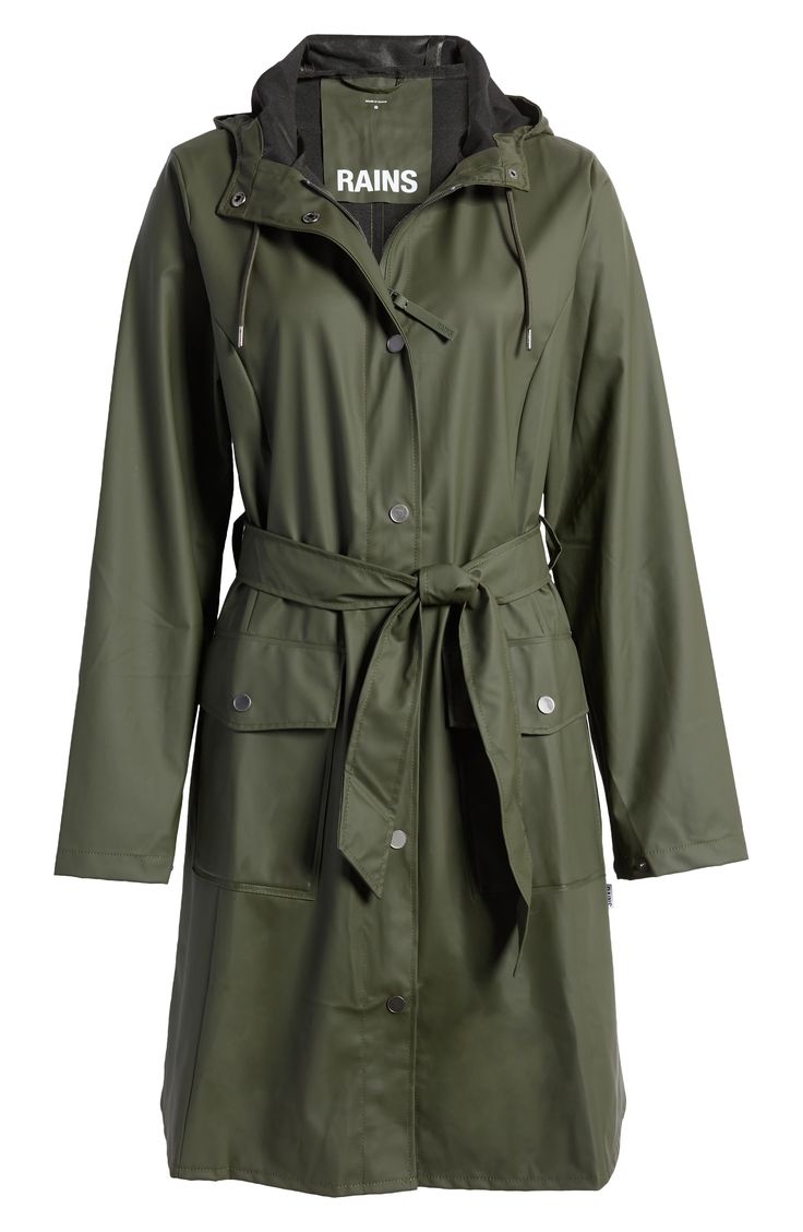 Lightweight and elegant, this trench-coat–inspired waterproof jacket seamlessly shields you from the weather without sacrificing your style. 38" length (size Medium) Front zip closure with snap storm placket Drawstring hood with rain visor Front snap-flap patch pockets Removable belt Unlined Waterproof 100% polyester with polyurethane coating Machine wash, dry flat Imported Waterproof Long Coat For Rainy Weather, Weatherproof Long Coat For Rainy Weather, Waterproof Outerwear For Rainy Season Workwear, Belted Raincoat For Fall, Long Raincoat For Fall Outdoor Use, Outdoor Long Coat Raincoat For Fall, Outdoor Long Raincoat For Fall, Fall Outdoor Long Raincoat, Waterproof Long Coat For Rainy Season