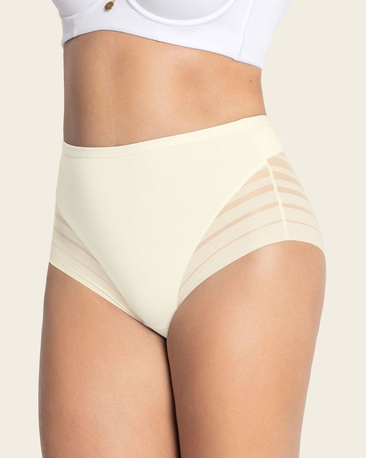 Lace stripe undetectable classic shaper panty#color_898-ivory Supportive Shapewear Bottoms With Wide Waistband, Elegant Shapewear With Moderate Coverage, Supportive High-cut Leg Shapewear Bottoms, Elegant Brief Bottoms With Moderate Coverage, Elegant Smoothing Full Coverage Bottoms, Elegant White Full Coverage Bottoms, Elegant Full-length White Bottoms, Elegant White Smoothing Shapewear, Supportive Full Coverage White Bottoms