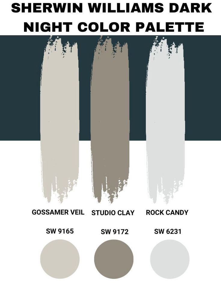 the color scheme for sherylin williams's dark night color palette, with three shades