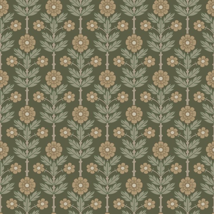 a green and brown floral pattern