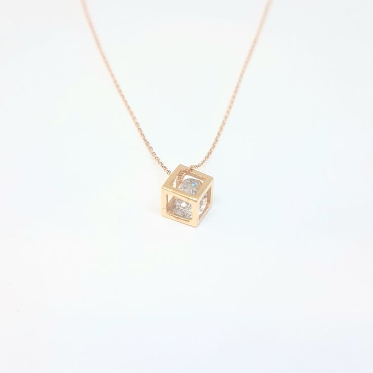 14K Real Solid Gold Cube Style Inside Zirconia Stone Tiny Charm Dainty Pendant Necklace for Women , Gold Cube Necklace , Geometric Necklace - Etsy Trendy Pendant Necklace, Millennial Fashion, Gold Cube, Snowflake Bracelet, Dainty Pendant Necklace, Tiny Necklace, Cube Necklace, Artfully Designed, Tiny Charm