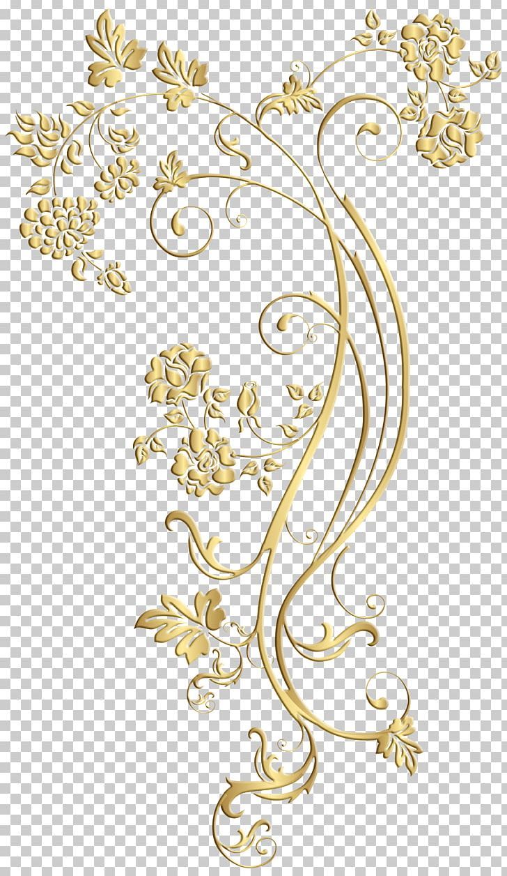 an elegant gold floral design on a transparent background