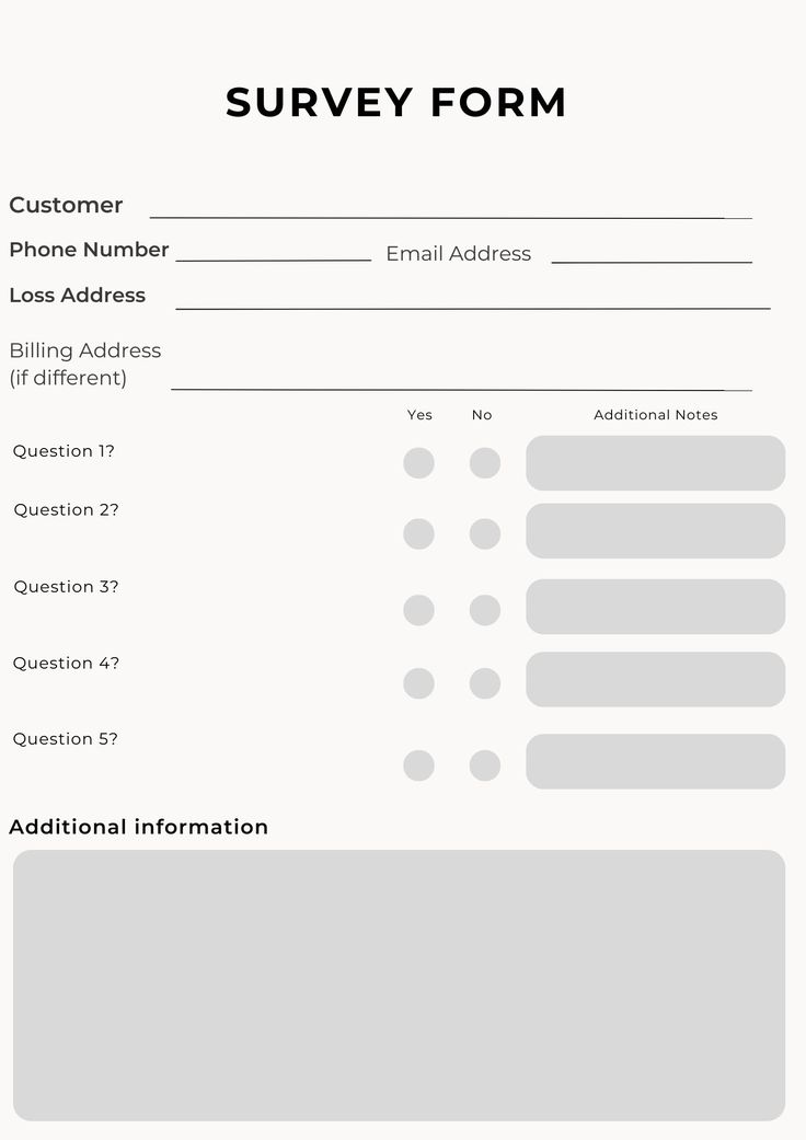 the survey form is shown in grey and white, with an additional information section below