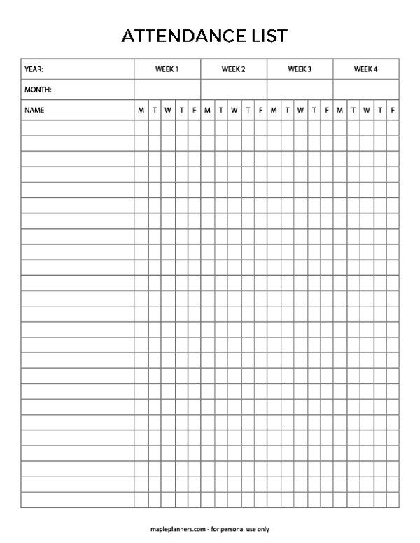 the attendance list is shown in this printable sheet for students to practice their work