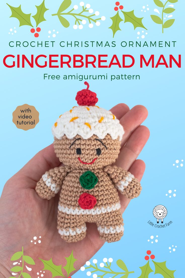 a crochet christmas ornament gingerbread man free amigurm pattern