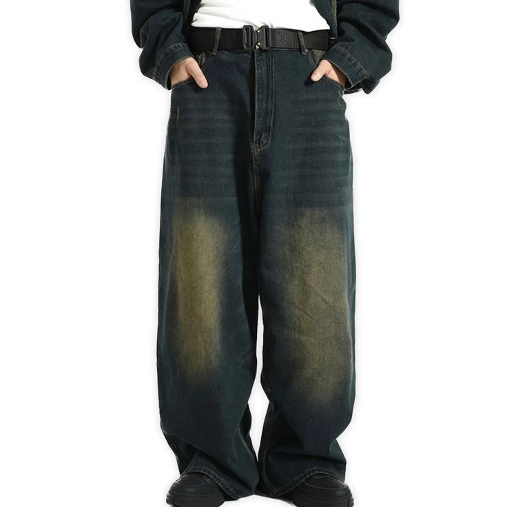 Extra Baggy Washed Retro Jeans - Starphase Grunge Clothes Men, Men Baggy Jeans, Baggie Jeans Outfit, Skater Men, Street Style Hip Hop, Hip Hop Trousers, Baggy Jeans Outfit, Straight Denim Jeans, 90s Skater