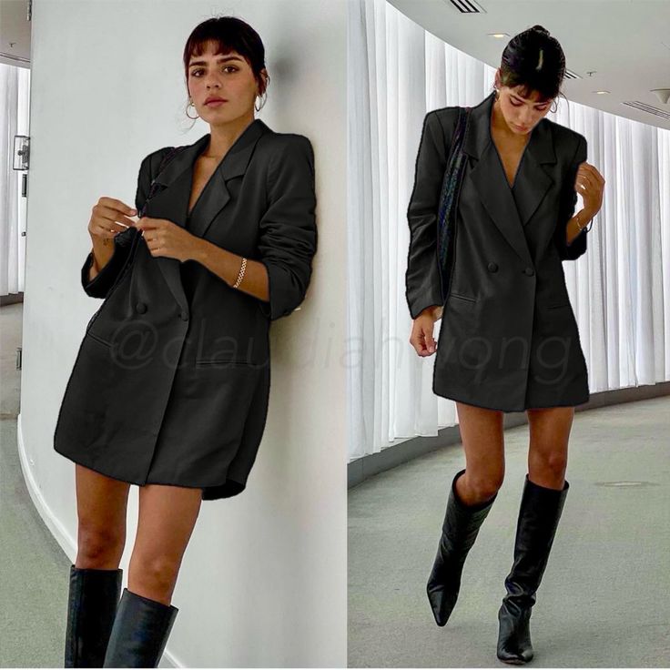 Weworewhat Satin Lapel Long Sleeve Blazer Romper In Black Mid-Weight, Non-Stretch Suiting. Notched Satin Lapels And Boxy, Double-Breasted Button Placket. Long Sleeves With Decorative Button Cuffs. Padded Shoulders. Hook-And-Eye And Hidden Zip At Waist. Welt Front Pockets ~~Bundle 2 Or More Items For Further Discount!~~ Formal, Event, Minimal, Trendy, Androgynous, Neutral, Going Out, Cocktail, Revolve, Blogger, Party, Menswear, Special Occasion, Wedding, Dress, Wardrobe Nyc, Tuxedo Suit, Jacket, Black V-neck Blazer Dress For Office, Spring Black Single Breasted Suits, Black Fitted Blazer Dress For Office, Black Spring Office Suit, Tailored Black V-neck Outerwear, V-neck Blazer Dress With Pockets, Casual Black Office Suits, Casual Black Suits For Office, Single Breasted Office Lady Blazer Dress