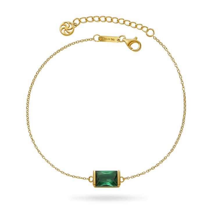 14K Emerald Bracelet Bracelets IceLink-CAL Timeless Green Bracelet As Gift, Elegant May Birthstone Bracelet With Adjustable Chain, Classic Gold Bracelets With Emerald, Emerald Bracelet, Dainty Chain, Gold Stone, To Sleep, New Black, Statement Pieces