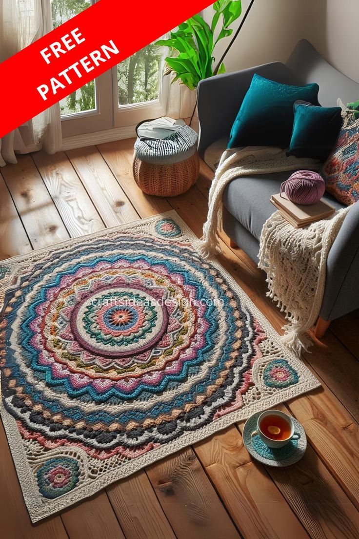 a living room filled with furniture and a rug on top of a hard wood floor