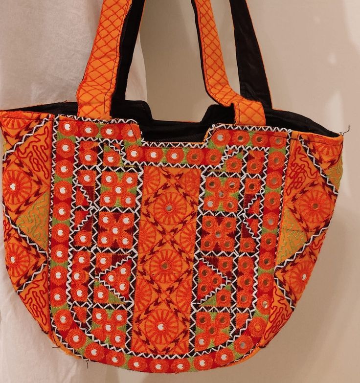 Handmade Embroidered with Mirror work Handbag for Women's, Colorful Shoulder Bag is Handy and Comfortable, Lightweight and Easy to use. This Bag is made from hand thread embroidered Cotton fabrics.  Size wise these are around 21.5cm x 21.5cm ideal as a lightweight summer bag. Exotic, Vibrant, and beautiful handbags are made with colorful authentic thread embroidered and mirror work. This bohemian style bag fits perfectly in casual day time life, cocktail party, outing etc. The Stylish embroidery Bohemian Style Bag, Work Handbag, Trendy Handbags, Time Life, Beautiful Handbags, Mirror Work, Boho Stil, Style Boho, Bohemian Style