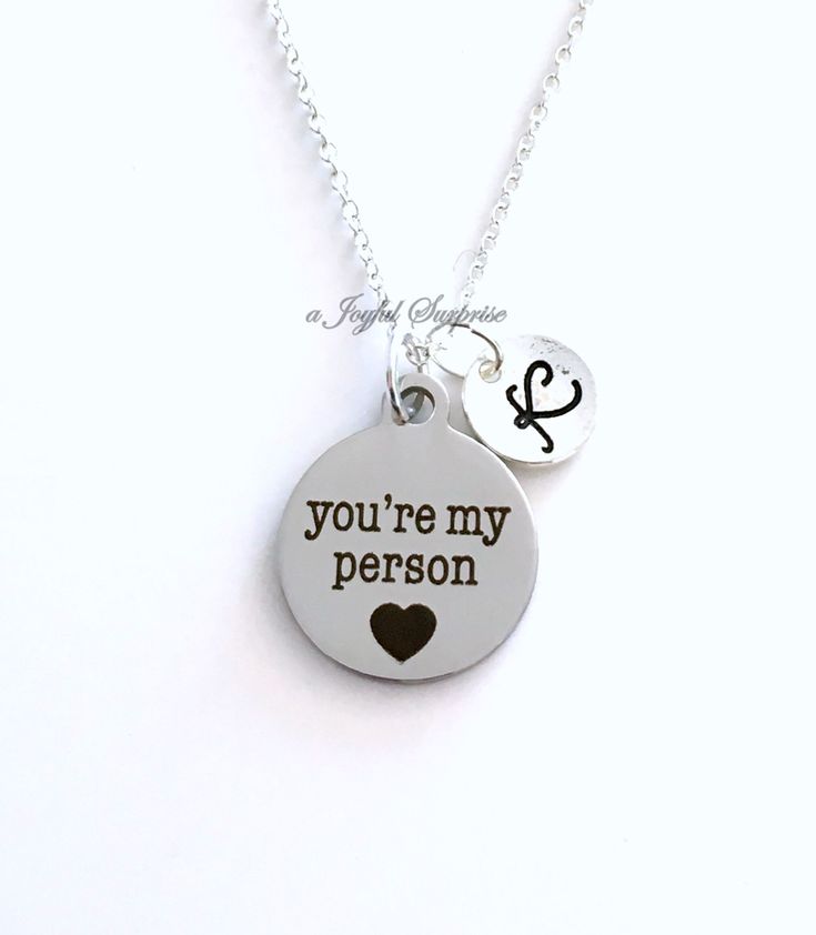 🎅 CHRISTMAS GIFT? - SEE SHIPPING OPTIONS AT CHECKOUT 🎅 You're My Person Jewelry, You are My Person Necklace,  FREE SHIPPING AVAILABLE :  USA: On orders over $35 US  (includes tracking) Canada: On orders over $25 US   (lettermail - tracking not included) International Orders: On orders over $79  (most countries have tracking - not guaranteed) Please message me with questions ahead of time. ITEM DESCRIPTION:  This necklace listing includes: - a stainless steel polished silver You're My Person ch Personalized Inspirational Charm Necklace For Best Friend, Inspirational Personalized Charm Necklace For Best Friend, Personalized Meaningful Charm Necklaces For Friendship, You're My Person, Charming Quotes, You Are My Person, My Person, Silver Link Chain, Gift For Best Friend