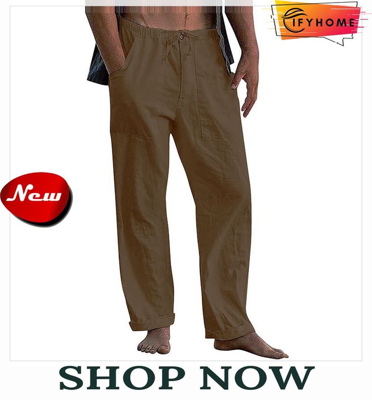 Men's Linen Pants Trousers Wide Leg Solid Color Breathable Quick Dry Athletic Casual Athleisure Cotton Linen Loose Fit Dark Grey White Micro-elastic / Spring / Summer / Fall Casual Baggy Solid Yoga Pants, Casual Baggy Yoga Trousers, Casual Full-length Sweatpants For Yoga, Casual Full-length Yoga Sweatpants, Comfortable Leisure Brown Bottoms, Comfortable Brown Leisure Bottoms, Casual Straight Leg Sweatpants For Yoga, Casual Stretch Brown Cargo Pants, Brown Stretch Casual Cargo Pants