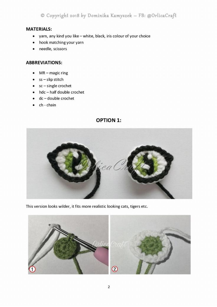 instructions for crocheted flower hair clips in green, white and black with text below