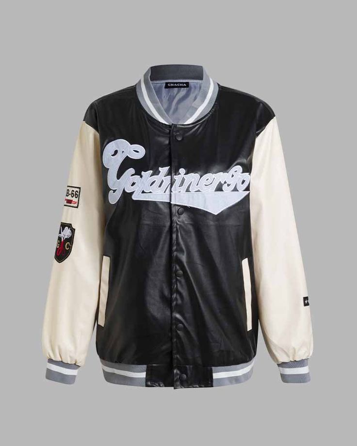 Details: Long-sleeve baseball jacket with letter and graphic designTop Length: NormalSleeve Length: Long Sleeves Materials:100% Polyester Sporty Long Sleeve Varsity Jacket With Graphic Print, Winter Varsity Jacket With Patchwork And Baseball Collar, Graphic Print Outerwear With Baseball Collar For Streetwear, Graphic Print Baseball Collar Outerwear For Streetwear, Trendy Winter Varsity Jacket For Outdoor, Varsity Outerwear With Letter Print And Baseball Collar, Long Sleeve Varsity Jacket With Letter Patch For Streetwear, Sports Season Outerwear With Letter Print And Baseball Collar, Winter Casual Varsity Jacket With Graphic Print