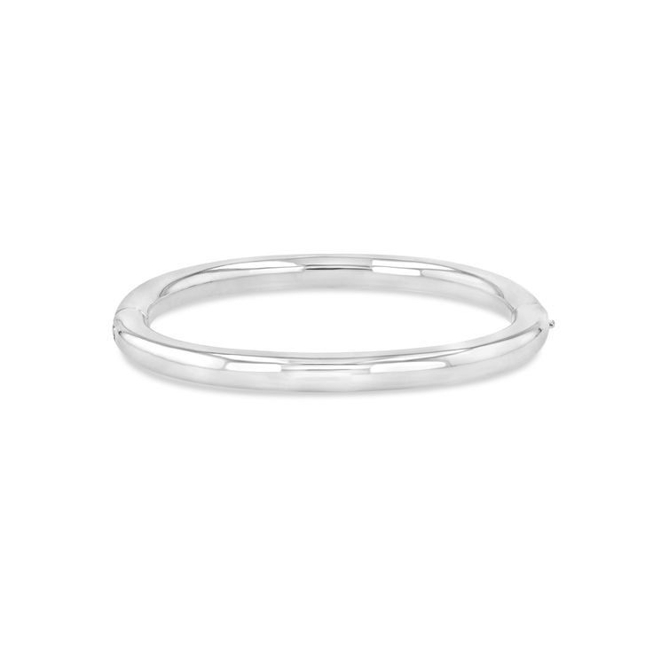 5mm sterling silver tube bangle. Inner diameter dimensions: Small - Approx. 45mm across. Regular - Approx. 50mm across. Modern Shiny Cuff Bangle Bracelet, Modern White Gold Cuff Bracelet With Shiny Finish, Everyday White Gold Bangle, Minimalist White Gold Oval Bracelet, Stackable White Gold Bangle For Everyday, Everyday Stackable White Gold Bangle, Minimalist Stackable White Gold Bangle, Sleek Round Jewelry With Shiny Finish, Modern Stackable Round Bangle