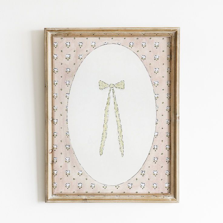 Bow Hanging Ideas Nursery, Vintage Bow Nursery, Bow Picture Frame, Bow Nursery Theme Girl, Baby Girl Bow Theme Nursery, Bow Wall Art, Preppy Baby Girl, Girls Gallery Wall, Bow Painting