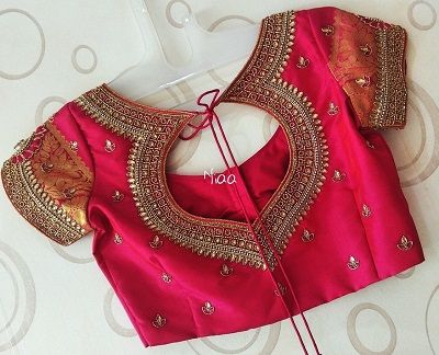 Top 58 Latest Back Blouse Design and Patterns For Sarees and Lehengas (2019) Indian Blouse Designs, Saree Blouse Neck Designs, Cutwork Blouse Designs, Blouse Design Images, Wedding Blouse Designs, Design Page, Blouse Designs Indian, Simple Blouse Designs, Maggam Work Blouse Designs