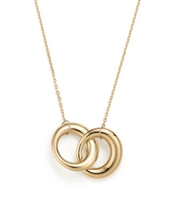 14K Yellow Gold Double Interlocked Circle Chain Necklace, 17 - 100% Exclusive Interlocking Circle Necklace, Diamond Circle Pendant, Circle Chain, Geometric Pendant Necklace, Freshwater Pearl Drop Earrings, Korean Jewelry, Circle Pendant Necklace, Gold Circle, Jewelry Essentials