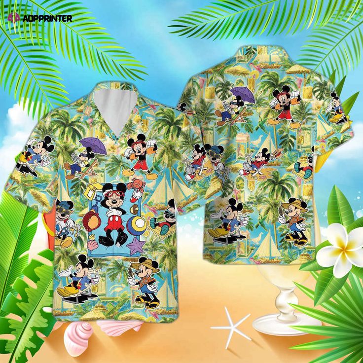 Mickey Aloha Button Up Shirt, Summer Disney Hawaiian Shirt, For Men Women Mickey Mouse Illustration, Tropical Climate, Disney Character, Summer Essential, Tropical Pattern, Mens Hawaiian Shirts, World Of Color, Joy And Happiness, Soft And Gentle