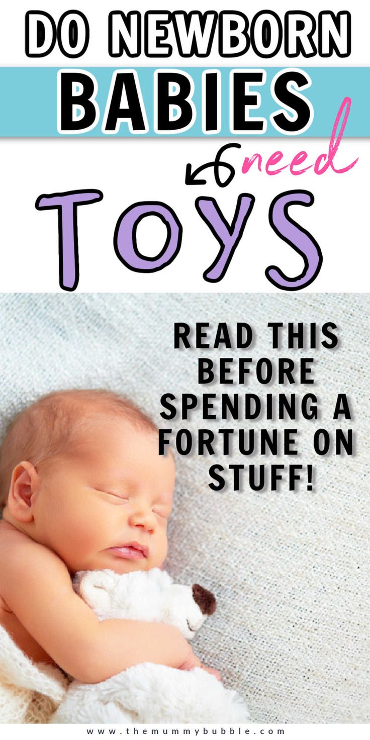 a baby sleeping on top of a blanket with the words do newborn babies need toys?