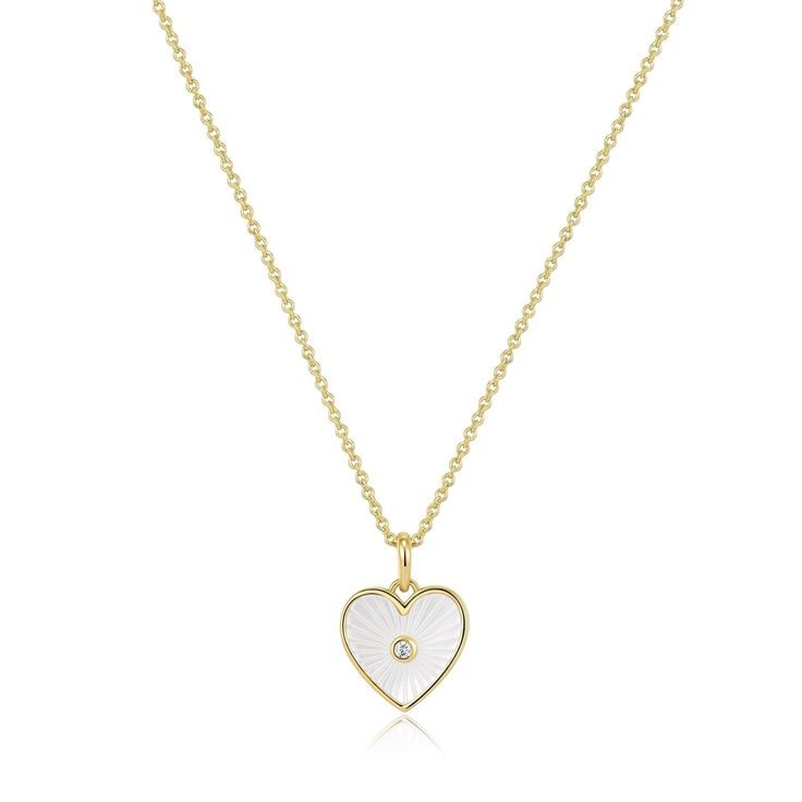 HEART SHAPED MOP PENDANT WITH CZ STONE NECKLACE Cz Stone Necklace, Silver 925 Necklace, Domed Ring, Brass Jewelry, Necklace Sterling Silver, Cz Stone, Necklace Length, Pearl Pendant, Gold Plated Sterling Silver