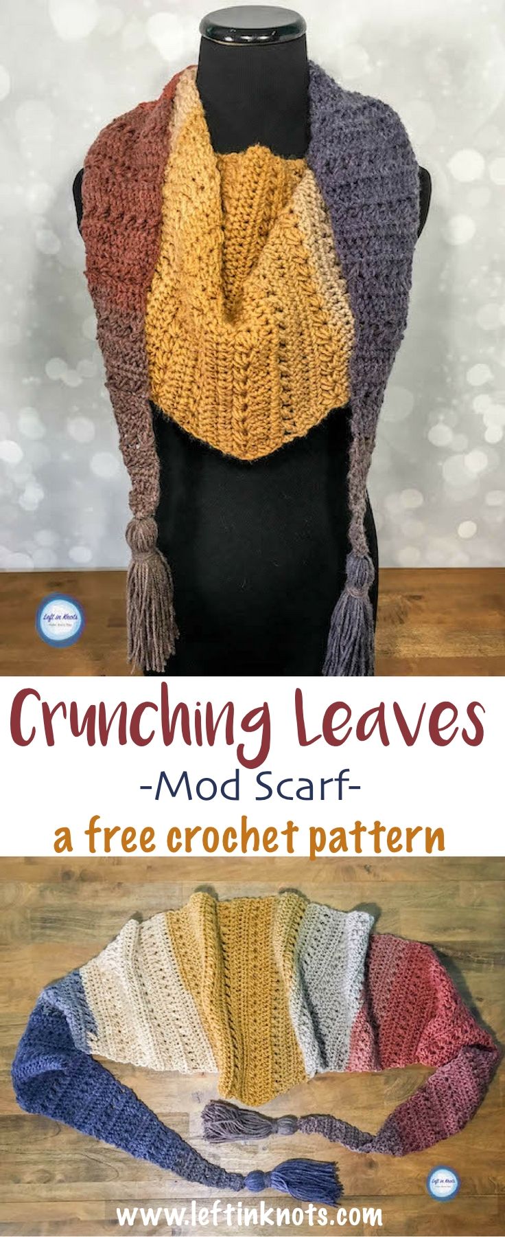 the crochet scarf is shown with text that reads,'crocheting leaves '