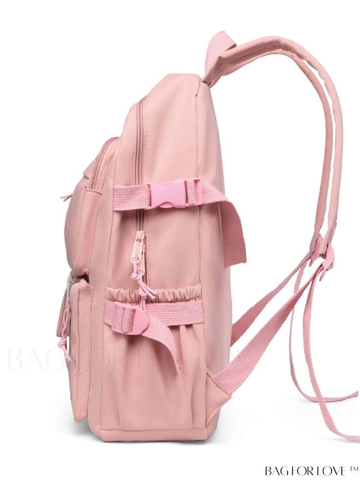 BagForLove - Versatile Minimalist Backpack with Stylish Bag Charm Product Description Color Pink Strap Type Adjustable Details Buckle Composition 100% Polyamide Bag Size Oversized Pattern Type Plain Material Polyamide Style Preppy Closure Type Zipper Type Classic Backpack Features High-capacity Care Instructions Do not wash Size Chart INCH CM Handle Height Strap Length Bag Height Bag Width Bag Length 2.8 inch 31.5 inch 11 inch 4.3 inch 15.7 inch Handle Height Strap Length Bag Height Bag Width Ba Trendy Solid Rectangular Backpack, Casual Large Capacity Pink Backpack, Pink Backpack With Pockets For Daily Use, Pink Backpack With Pockets For Everyday Use, Pink Backpack Shoulder Bag With Zipper Pocket, Casual Pink Satchel Backpack, Pink Backpack With Zipper Pocket For Daily Use, Pink Backpack With Adjustable Straps, Bags With Zipper Pocket For Students