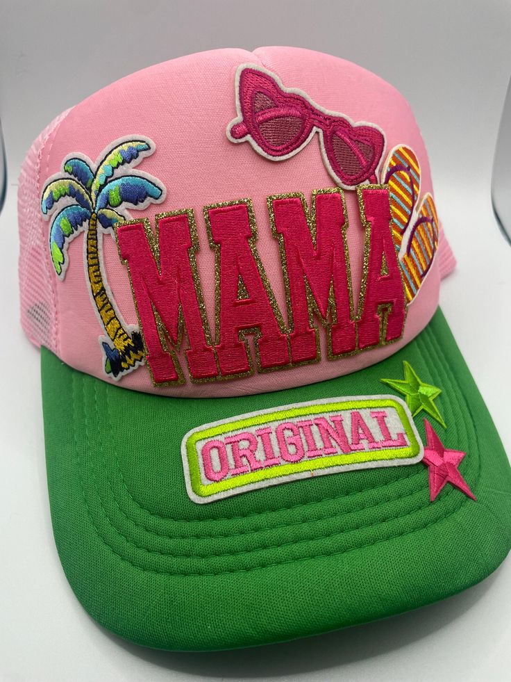 Custom trucker hat for Mama's that rock that Lilly Pulitzer vibe. Summer Trucker Baseball Cap, Summer Trucker Hat With Snapback, Summer Trucker Snapback Hat, Summer Snapback Trucker Hat, Summer Baseball Cap With Letter Print And Flat Bill, Summer Trucker Hat With Curved Bill, Spring Trucker Hat For Streetwear, Trendy Trucker Hat With Curved Bill For Beach, Trendy Curved Bill Trucker Hat For Beach