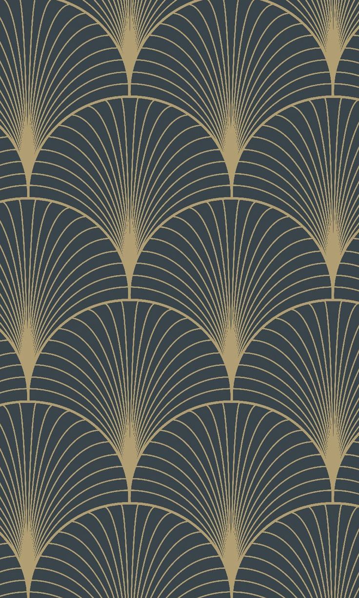 an art deco wallpaper design in gold and grey with fan shapes on the back