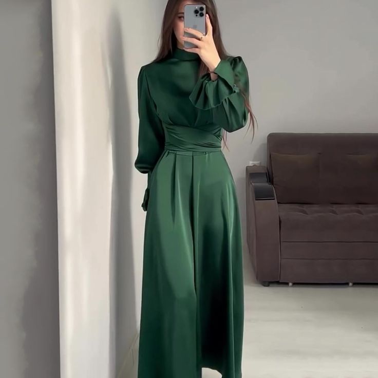 Cyflymder Ruffled Bandage Elegant Maxi Dress For Women Patchwork Slim – cyflymder Green Non-stretch Midi Dress For Party, Satin Party Dress In Solid Color, Long Sleeve Party Midi Dress, Banquet Solid Color Maxi Dress, Fitted Solid Color Midi Dress For Banquet, Long Sleeve Solid Color Midi Dress For Party, Solid Color Long Sleeve Midi Dress For Party, Solid Non-stretch Midi Dress For Evening, Long Sleeve Solid Color Midi Dress For Banquet