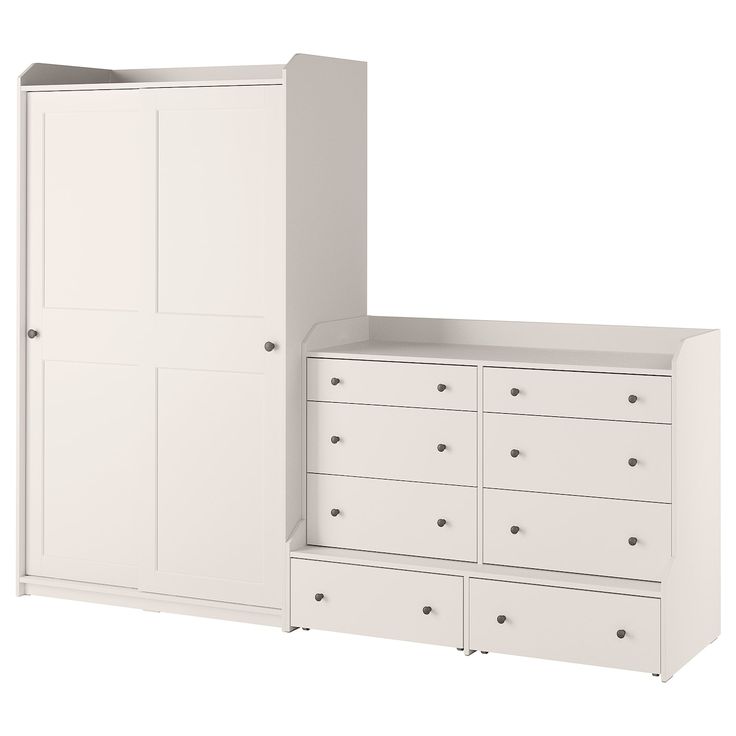 a white dresser and armoire against a white background