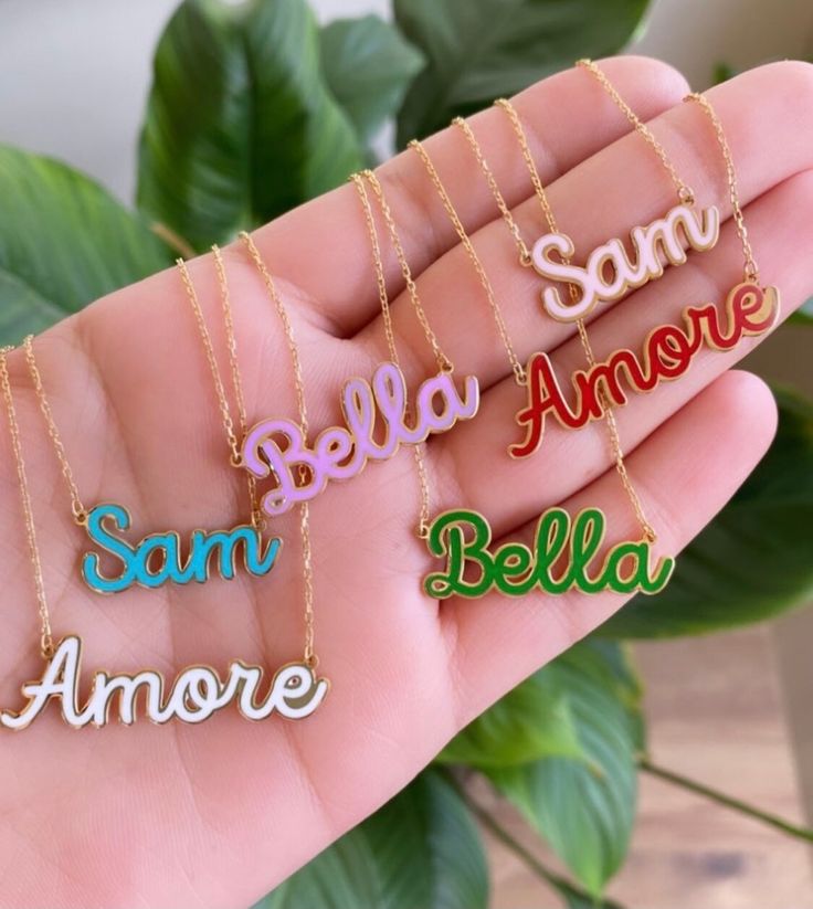 "The coolest personalized necklaces just released!! They come standard on a 16\" chain plus an extension (you can request a different length in the notes section) Teddi Mellencamp is wearing the light green with gold in 16\" -sterling silver -14K gold plated -stamped 925 **In the \"letter to seller\" section please include your email address Free shipping in the US! If you have questions please don't hesitate to ask. Happy shopping!!" Teddi Mellencamp, Dope Jewelry Accessories, Jewelry Traditional, Diamond Cufflink, Nameplate Necklace, Dope Jewelry, Plate Necklace, Enamel Necklaces, Neck Chain