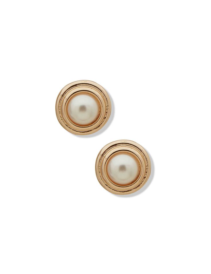 Anne Klein Gold Tone Gold-Tone Faux Pearl Cabochon Stud Earrings Classic Cabochon Clip-on Earrings For Formal Occasions, Classic Pearl Clip-on Earrings For Formal Occasions, Classic Round Pearl Clip-on Earrings, Classic Round Clip-on Earrings With Pearl Drop, Classic Clip-on Pearl Drop Earrings, Classic Round Pearl Drop Clip-on Earrings, Classic Cabochon Earrings For Formal Occasions, Classic Formal Cabochon Earrings, Classic Cabochon Clip-on Earrings For Formal Events