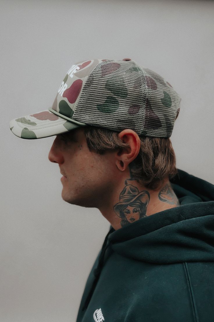 Crafted with meticulous attention to detail, this camo foam trucker hat seamlessly blends contemporary street fashion with rugged outdoor vibes. Adjustable Snapback Closure: Achieve the perfect fit with the adjustable snapback closure. Our hat caters to a variety of head sizes, allowing you to customize the fit to suit your unique style. Camouflage Trucker Hat For Sports, Camouflage Snapback Trucker Hat For Sports, Camouflage Curved Bill Baseball Cap, Military Style Baseball Cap For Summer, Adjustable Camouflage Trucker Hat With Flat Brim, Military Style Snapback Hat For Outdoor, Military Snapback Hat For Outdoor, Breathable 5-panel Baseball Cap For Streetwear, Camouflage Baseball Cap With Curved Bill For Streetwear