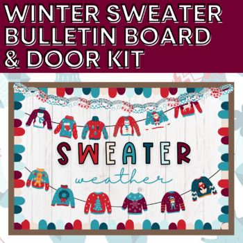 the winter sweater bulletin board and door kit