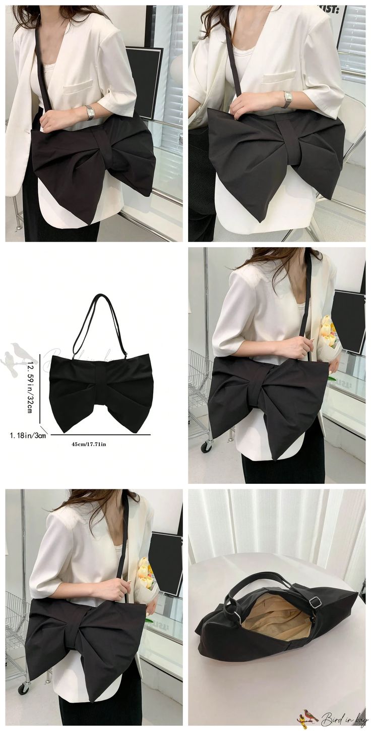 Bird in Bag – Womens Irregular Shaped Bowknot Crossbody Bag in Black – 1 Piece – Bird in Bag Casual Bag With Bow For Daily Use, Casual Bags With Bow For Daily Use, Casual Daily Use Bag With Bow Detail, Casual Daily Use Bag With Bow, Casual Bag With Bow, Casual Bags With Bow, Black Shoulder Bag With Bow, Black Rectangular Bag With Bow, Novelty Bags