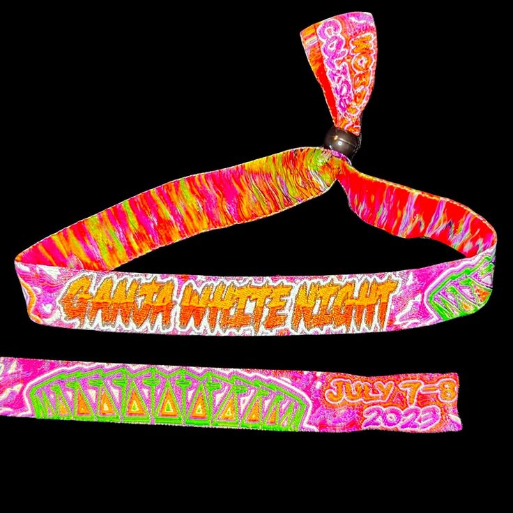 two lanyards with the words dance night written on them in different colors and designs