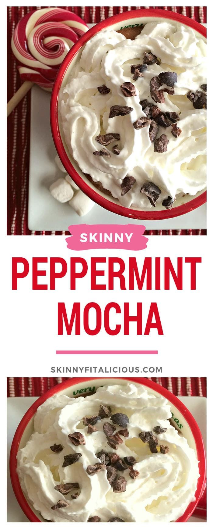 the recipe for peppermin mocha is shown in two different bowls, one with whipped cream