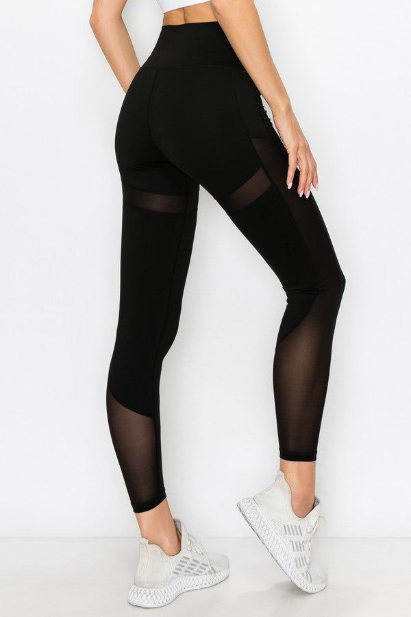 High waisted mesh decorated leggings made with lightweight, moisture-wicking power fabric. Featuring high elasticity and thick fabric that is squat proof, sweat-wicking and a tummy flattening waistband with a hidden pocket!• Mesh detailing• Squat Proof• Soft and stretchy• Moisture wicking fabric• Fits like a glove• 4-way-stretch fabric for a move-with-you feel• Tummy-flattening waistband with interior hidden pocket• Flat lock seams prevent chafing• 83% Nylon 17% Spandex Nylon Yoga Tights With Mesh Back, Compression Tights With Mesh Back For Yoga, Breathable Stretch Running Leggings, Breathable Stretch Leggings For Running, Yoga Tights With Mesh Back, Nylon Mesh Back Tights For Yoga, Breathable High Stretch Elastane Tights, Breathable Stretch Leggings For Gym, Breathable Stretch Leggings For Workout