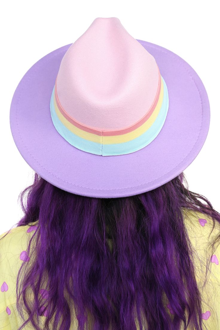 The sweetest color blocked hat with a candy-colored band all around! This cute little number will go with everything! Brim can be shaped and re-shaped with steam! 100% Polyester Please note that all hats are final sale. Designed by us in Los Angeles and made by our reputable manufacturer in China! Trendy Pink Hat For Birthday, Curved Brim Hats For Birthday In Spring, Curved Brim Hats For Spring Birthday, Trendy Pink Brimmed Mini Hats, Spring Curved Brim Hat For Birthdays, Trendy Pink Wide Brim Mini Hat, Pink Retro Flat Brim Hat, Retro Pink Hat With Flat Brim, Trendy Pink Fedora Hat