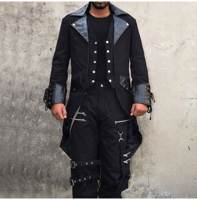 Men Gothic Clothing Men, Coat Dark Academia, Academia Fashion Men, Dark Academia Fashion Men, Gothic Tailcoat, Steampunk Tailcoat, Victorian Mens Fashion, Gothic Dark Academia, Gothic Fashion Victorian