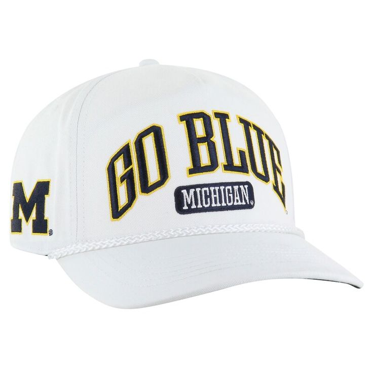 the michigan go blue hat is shown in white